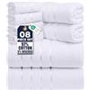 Utopia Towels - Set Di Asciugamani Di Lusso Da 8 Pezzi, 2 Asciugamani Da Bagno, 2 Asciugamani A Mano e 4 Strofinacci, Altamente Assorbenti 97% Cotone Filato Ad Anello(Bianco)