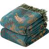 HOORDRY Copridivano double face con nappe, grande 2 o 3 posti, copriletto decorativo lavorato a maglia, copriletto in cotone bohémien, verde/bianco, 200 x 230 cm