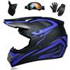 WEITY Casco Motocross, Occhiali Guanti Maschere Set, MTB AVT Casco Moto Cross Motocross, Approvato DOT, Adatto per Adulti, Bambini, Uomini e Donne, Vari Stili Disponibili (blue track,S)