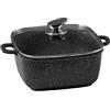 Pradel Excellence - PCUI001025 - Pentola quadrata 24 x 24 cm con coperchio in vetro - Ghisa di alluminio - Rivestimento antiaderente in pietra - Protegge i manici rimovibili - Tutti i fuochi inclusi