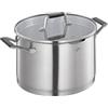 Küchenprofi COOK BOLOGNA - Pentola in acciaio inox con coperchio in vetro di sicurezza, adatta a induzione, versatore, pentola con filtro fine e grossolano, fondo multistrato, Ø 24 cm