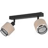 Eglo Lampada da soffitto Rosley, lampada da soffitto con 2 faretti, faretti regolabili, tessuto di colore naturale e metallo nero, faretti da soffitto con attacco E14