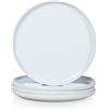 WishDeco Set di 4 Piatti Piani, Grandi Vassoi da Portata Φ27cm, Servizio Piatti Ceramica Rotondi Bianchi per Insalata, Pasta, Pizza, Bistecca, Panino