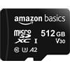 Amazon Basics MicroSDXC, 512 GB, con Adattatore SD, A2, U3, velocità di lettura fino a 100 MB/s, Nero