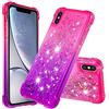 QIWEIQING per iPhone XS Max con Cordino, Glitter Bling Liquido Custodia Sparkly TPU Silicone Protettivo Morbido Brillantini Quicksand Cellulare Cover con iPhone XS Max.Pink Purple YBJ