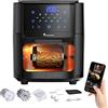 MasterPro Foodies | Friggitrice Senza Olio e Forno Elettrico | Friggitrice con Capacità di 12L e 1800W di Potenza | Schermo LED Tattile e Cestino Antiaderente | Friggitrice ad Aria | 8 Funzioni in 1