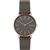 Skagen Signatur Orologio per donna, movimento al quarzo con cinturino in acciaio inossidabile o in pelle, Grigio scuro e oro rosa