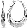 LeCalla Orecchini a cerchio in argento sterling Orecchini a cerchio ovali classici con gamberetti in alto polacco per le donne - 38MM