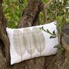 Maddalena Home Cuscino rettangolare misto lino, ricamo foglie 32x50cm