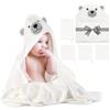 momcozy Set Asciugamani Bambù per Neonato 5 Pz, 1 con Cappuccio, 3 Asciugamani, 1 Guanto da Bagno, Soffice e Ecologico - Regalo Nascita Bimbo, Regali Neonata Femmina