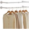 IBUYKE 94cm Barra Appendiabiti da Parete, Set di 2, Metallo Barra Appendiabiti per Tubo Industriale, Asta Appendiabiti da Muro Staccabile Per Appendere Gli Abiti per Camere da Letto, Bianco TYJ001W-2