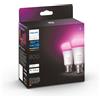 Philips Hue White and Colour Ambiance 2 Lampadine LED Smart, Attacco a Baionetta B22, Luce Bianca o Colorata, Dimmerabile, 6.5W