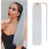 Silk-co Coda Finta Capelli Lisci 70cm Extension Sintetiche Posticci per Coda di Cavallo Capelli Extension Lunga 140g # Grigio Argento