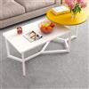 Shally Dogan Tavolino Basso da Caffè per Sala da Pranzo con 2 Ripiani, Tavolo Design Luxury, Premium, Elegante, Piano Tondo e Rettangolare, Ideale per Salotto. Soggiorno e Ufficio (Giallo)