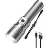 Smiling Shark Torcia, Flashlight LED Ultra-Luminosa Con 8000 Lumens SD-70089 per Camping Hiking Outdoor, Torce Tattica Militare Impermeabile Zoomabile Ricaricabile, Torcia-LED-Torce-Potente-Flashlight