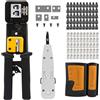 MAYLINE-TECH MAYLINE Pinza Crimpatrice rj45 Professionali Strumenti Kit di Rete, CAT5 CAT6 Cirmpatura per Cavi ReteSpellafili, Manutenzione del Kit LAN Tester del Cavo Riparazione (Grigio)
