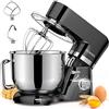 POWWA Impastatrice Planetaria, POWWA 5.5L Robot da Cucina, 6+1 Multifunzione Impastatrice Professionale con Frusta, Gancio per Impastare, Frusta per Dolci, Ciotola di Acciaio Inossidabile (Nero)