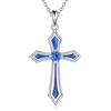 Vadmans Collana Croce per Donna Argento Sterling 925 5A CZ Collane con Pietra Portafortuna Regali di Gioielli con Croce per Ragazze (L.Blue December Autopa Blu)