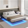 DICTAC Letto 140x190cm con Luce,Struttura Letto a Piattaforma in Metallo con Rete a Doghe Telaio E contenitore sotto il letto Letto Matrimoniale Facile da Montare, Senza rumori,Nero