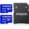 Vansuny Micro SD 64GB, con 2 Schede fino a 100 MB/sec(R), con Adattatore SD, A1, U3, C10, V30