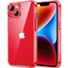 JETech Cover per iPhone 14 Plus 6,7 Pollici, Anti Ingiallimento Custodia con Antiurto, Anti-Graffio e Retro Trasparente (Rosso)