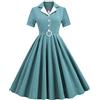 Zilosconcy Vestiti Donna Cosplay Cocktail Vestiti Anni '50 Swing Elegante Vintage Abbigliamento Donna Una Linea Casual Estivo Abito da Donna Ballo Festa con Scollo a V Vestito Donna con Stampa Floreale Longuette