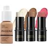 Hilareco PHOERA - Set di 3 fondotinta, colori con stick evidenziatore, bastone fard e contorno bronzo (105+ Medium Contour/Sand+#04,#07,#14, 130 g (Confezione da 1))