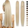 Silk-co 50cm Extension Capelli Veri Coda con Pinza #613 Biondo Sbiancante Ponytail Extension Human Hair Coda di Cavallo Capelli Umani
