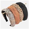 Hebterrka 4 fasce per capelli da donna, antiscivolo, alla moda, per capelli, per capelli da donna, con nodo largo, motivo leopardato
