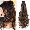 Cybelleza Coda Capelli Extension Coda di Cavallo 45cm Estensioni per Capelli Ricci Mossi Ondulati Lunghi Sintetici Ponytail Claw Posticci Parruchino Donna, Marrone Cioccolato & Biondo Scuro