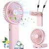 Hianjoo Ventilatore Portatile 3 in 1, 3000 mAh Ricaricabile Ventilatore da Tavolo Pieghevole 90°, Ventilatore da Collo, 3 Velocità Regolabili Ventilatore Personale Ricaricabile USB con Cordino(Rosa)