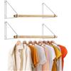 IBUYKE Appendiabiti da parete per armadio, barra per vestiti a muro in legno, mobile per corridoio in stile industriale, moderna barra per armadio, appendiabiti per ingresso, parete, porta, bagno