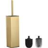 BVL Scopino per WC Oro, Scovolino WC in Silicone Morbido che Include 2 Teste di Spazzola per il Bagno, Scopino in Metallo