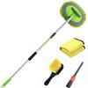 GreatCool Kit Pulizia Auto Interni Lavaggio 4 Pezzi,Spazzola Lavaggio Auto con Maniglia in Alluminio 113 CM,Spazzola per Pedale Ruota Tappetino,Pennello per dettagli,Asciugamano per Camion RV SUV