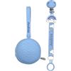 BABY J ART NOVITÁ Fettuccia IN SILICONE, per ciuccio personalizzata con nome, arcobaleno azzurro, BABYJART, lavabile,sicura per il bambino,compatibile con ciuccio MAM e CHICCO AZIENDA ITALIANA, MADE IN ITALY!