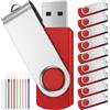 FEBNISCTE Pen Drive 2 GB Chiavetta USB 10 Pezzi Pennette USB 2.0 - Leggero 2GB Pendrive Elegante Unità Flash USB - FEBNISCTE Regalo Elegante Penna USB 2 Giga Chiavi Regalo Natalizio Perno Rosso con Cordicella