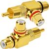 KUOQIY 2 Pezzi Splitter RCA ad Angolo Retto di 90 Gradi, RCA 1 Maschio a 2 Adattatori Femmina Splitter AV