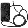 Coalbooliy Custodia con Cordino per iPhone 14 6,1, Morbido Silicone TPU Bumper Cover del Modello Leopardato con Laccio Collana Silicone Antiurto Protettivo Case Regolabile Cellulare Girocollo, 03