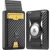 TRAVANDO SWYPE Alluminio Portafoglio Uomo Slim - Portacarte Protezione RFID - Porta Tessere piccolo con cinturino Porta Soldi - Portafogli Di Credito - Smart Wallet (AirTag* Nastro di denaro, Carbonio)