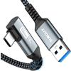 SUNGUY Cavo USB C 90 Gradi, 1.5M 10Gbps USB 3.1 Gen 2 Cavo, Cavo USB Type C Angolare compatibile con Android Auto, Galaxy S22, SSD, Xperia Pro, Xiaomi-Grigio