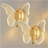 Elinkume LED Lampada da Parete a Farfalla Creativa,3 Colori Dimmerabile Applique Acrilica,Comodino della Camera da Letto Lampade Parete Interne per Corridoio Illuminazione Decorativa Moderna,2 Pack