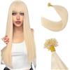 Silk-co Extension Capelli Veri Cheratina #60 Biondo Platino 50 ciocche Extension Keratina Capelli Umani Brasiliani 0.8g/ciocca 40g/pacchetto