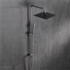 Görbach Acciaio Inox Colonna Doccia Senza Miscelatore Termostatico, Asta Doccia Saliscendi Fori Muro Regolabili Set Doccia a Pioggia con Soffione e Doccetta a Mano, 25 x 25 cm Grigio Canna