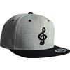 Baddery cap: Chiave Musicale - Flexfit Classic Snapback Basecap con Ricamo in 3D- Musica Music - Berretto - Cappello - Hip Hop Rap - Regalo - Urban Streetwear - Vintage - Deejay DJ (Grigiore)