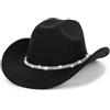 HilyBony Cappello da cowboy-cowgirl western da donna con strass Cappello Fedora Jazz con fascia scintillante