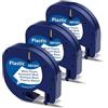 MarkField 3x Nastro per Etichette Compatibile con Dymo LetraTag Nastro per Etichette 12 mm x 4 m in Plastica, Nero su Bianco Nastri, Compatibile con Letra Tag LT-110T LT-100H 2000 Plus 200B