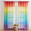 NICETOWN Tende in voile con occhielli, effetto naturale luminoso, filtrare multicolore sfumato, elegante, decorative, per soggiorno, camera da letto, 140 x 245, arcobaleno, 2 pezzi