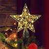 Aniepaa Puntale Albero Natale, Stella di Natale per Albero 25 cm, Stelle Dell'Albero di Natales Con Design in Metallo e 20 Luci LED per La Stella Puntale Alberos Natales (Oro)