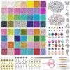 Dahudtin Perline in vetro da 3 mm, 56 colori, per braccialetti fai da te, collane, orecchini, creazione di gioielli