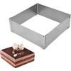 Colexy Telaio da Forno Rettangolare Regolabile, 5cm di Altezza Stampo per la Torta in Acciaio Inox Anello per Torta Rettangolare Allungabile 15-28cm, DIY Stampo per Pan di Spagna Dolci Torte Mousse